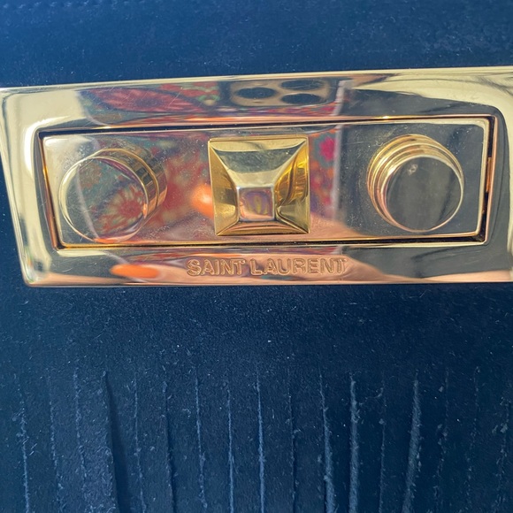 SAINT LAURENT ELEGANT BLACK Suede Layers of Fringes lined Beautifully with Gold - Picture 14 of 16